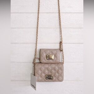 bebe Ivory Quilted Crossbody/Shoulder Bag + Matching Wallet 2-Piece Set NWT